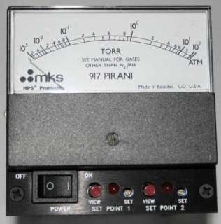 HPS Products MKS TORR /ATM PANEL METER GAUGE 917 PIRANI  