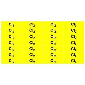 CL2 Gas Labels 3/8 Height, 1 1/2 Width, Black Print on Yellow 
