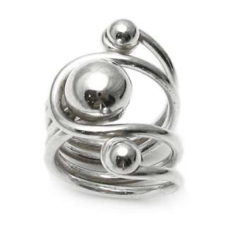 Sterling Silver Modern Swirly Multi Ball Ring A10209  