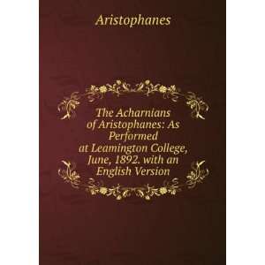   , 1892. with an English Version (9785874580124) Aristophanes Books