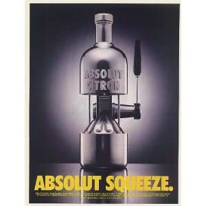   Citron Vodka Bottle Juice Squeezer Print Ad (53777)
