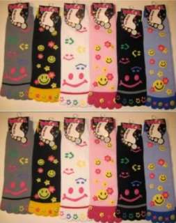 Lot 12 Pair Women Assorted Design Toe Socks SMILEY FACE  