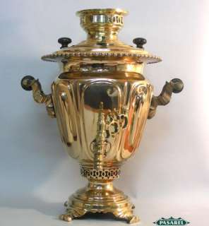 Magnificent Antique Russian Brass & Wood Samovar Ca1900  