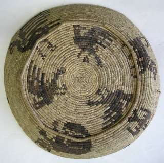 VINTAGE BASKET SHALLOW COILED WOVEN CALIFORNIA MISSION c1960  