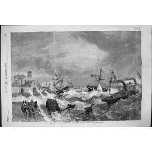  1861 STORM SHIP WRECKS KINGSTOWN BAY DUBLIN IRELAND 