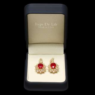 11500 CERTIFIED 14K YELLOW GOLD 11.00CT RUBY 2.00CT DIAMOND EARRINGS 