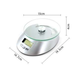 Compact 5Kg /11lbs x 1g Digital Kitchen Scale Diet Food Scale 5000g x 