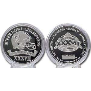  Oakland Raiders XXXVII Super Bowl Champions Silver Coin 