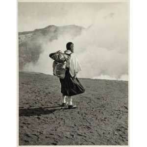  1930 Man Aso Volcano Crater Kyushu Japan Photogravure 