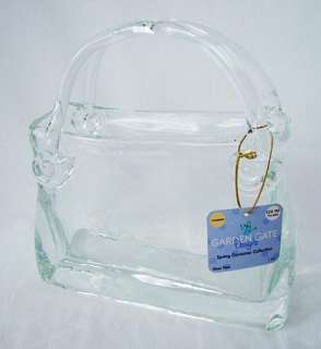 Hand Blown Clear ART Glass Vase / Bowl ~ Handbag or Womans Purse w 