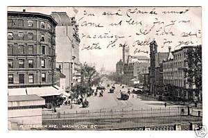 Vintage Postcard Pennsylvania Ave Washington DC 1909  