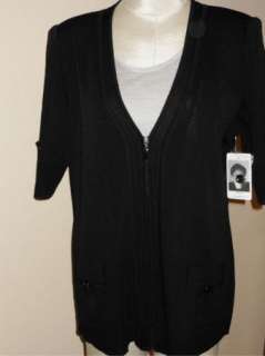 NWT Exclusively Misook Black Zip Front Jacket S $398  