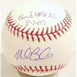  Mike Bacsik Autographed Baseball   Official w/Bonds #756 