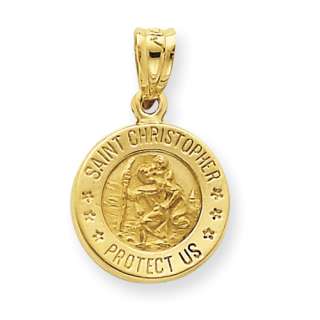 New 14k Yellow Gold Saint Christopher Medal Charm  
