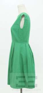 Shoshanna Kelly Green Cotton Sleeveless Pleated Dress Size 6  