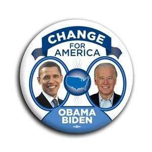 Change for America Obama and Biden Button   2 1/4 
