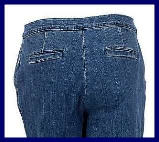New 8 S M Medium Wash Blue Denim & Co Original Waist Stretch Trouser 