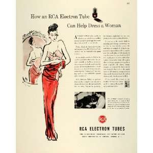  1943 Ad Radio America RCA Electron Tubes Red Night Dress Electronic 