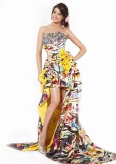  Jovani 7450, Festive Print Dress With Floral Detai 