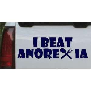  2.7in X 8.5in Navy    I Beat Anorexia Funny Car Window 