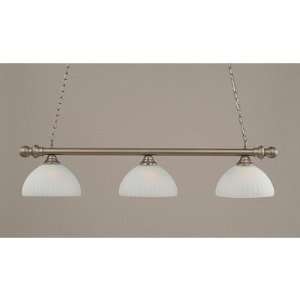 Billiard 3 Light Round Bar Pendant with Round Ends and White Alabaster 