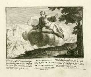RELIGIOUS ANTIQUE PRINT  CREATION  WATER 1743  
