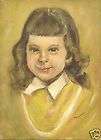 EDNA HIBEL Original Painting Silk Portrait Young Girl  