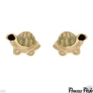 INFANTS TINY 14K GOLD TURTLE EARRINGS WITH SAFETY SCREW BACKS, 6 TO 24 