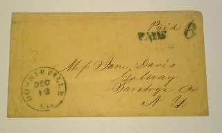 1850s Downieville Sierra California paid 6 to galway New York Cover 