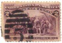 1892 Landing of Columbus   Exposition 2 Cent Stamp 2¢  