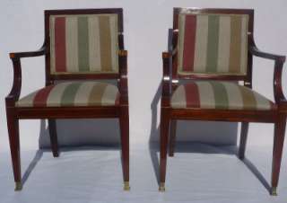 Pair of mahogany English Regency arm chairs, circa 1900  