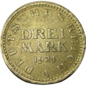 elf Germany Weimar Republic 3 Mark 1924 A  