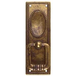   Drop Pull with Backplate, Antique Brass Distressed, 1.3 by 3.82 Inch