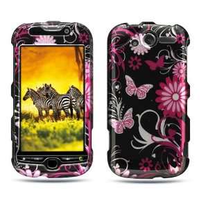  Pink Butterfly Crystal 2Pcs Snap On Phone Protector Hard 