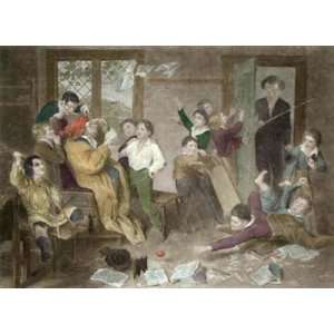  Village School in Uproar Etching Richter, Henry Turner, C 