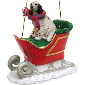 Blue Belton English Setter in a Sleigh Christmas Ornament 