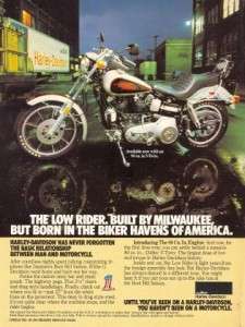 1979 Harley Davidson FXS Low Rider Motorcycle Original Color Ad  