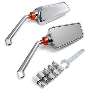 High Toughness Chrome Plated Side Rear View Moped Mirrors W/ Mounting 