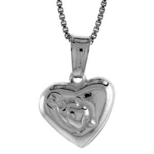  925 Sterling Silver Small Heart Pendant (NO Chain Included 