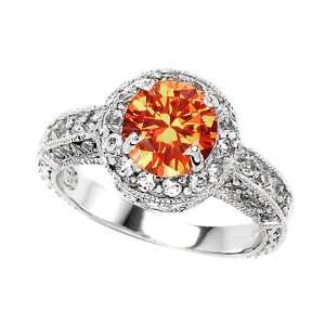   Round Mexican Fire Opal Engagement Ring in .925 Sterling Silver Size 6