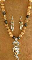 Navajo ERVIN HOSKIE Petrified Wood Yei Pendant Necklace  