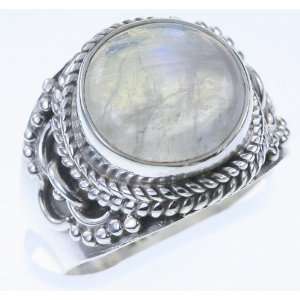   925 Sterling Silver RAINBOW MOONSTONE Ring, Size 7.5, 6.93g Jewelry