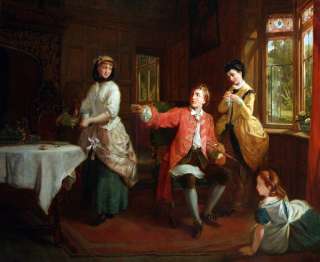   ORIGINAL THE MUSIC LESSON OIL ON CANVAS * PAINTING C.1860  