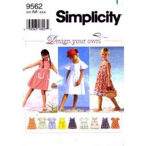 Simplicity 9562 Sewing Pattern Design Your Own Girls Flutter Sleeve 