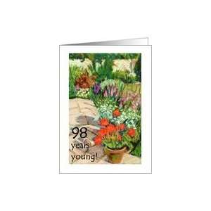  98th Birthday Card   Red Geraniums Card Toys & Games