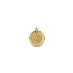   ZALES 14K Gold Engraved Saint Florian Medal Pendant lockets Jewelry