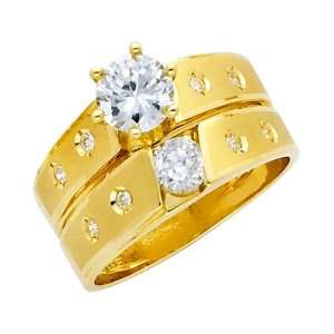 14K Yellow Gold Round cut CZ Cubic Ziconia Solitaire Ladies Engagement 