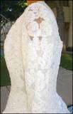 White Wedding Dress Classic Look Lace Sleeves Womens 12 Long Train 