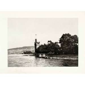  1899 Photogravure Ancient Stone Mouse Tower Bingen Rhein 
