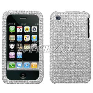 For iphone 3G 3GS HARD Case Cover SILVER BLING RHINESTONE DIAMOND 